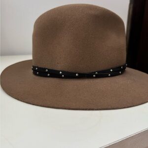 Tab/Brown Felt Hat with Black Studded Leather Band